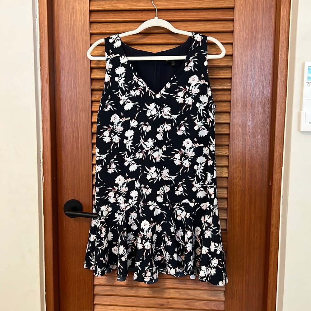 Banana Republic Navy/floral dropwaist dress